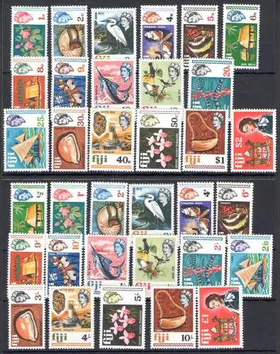 1968-1969 Fidschi - Yvert 219/235 + 239/255 - 34Werte - postfrisch **