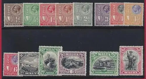 1926-27 MALTA - Nr. 117/133 Georg V. und verschiedene Motive 14 Werte */**