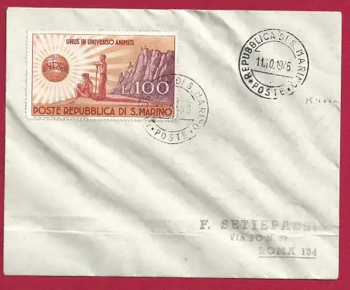 1946 SAN MARINO, Nr. 296 UNRRA auf nicht gereistem Brief