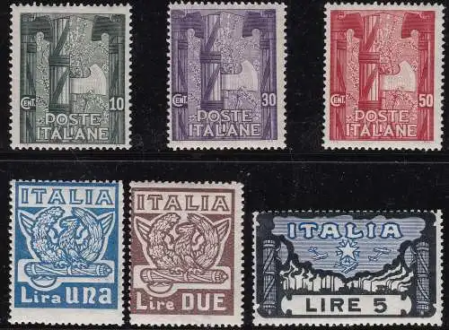 1923 Italien Königreich, Jahrestag Marsch auf Rom, Nr. 141/146, Serie mit 6 Werten - postfrisch**