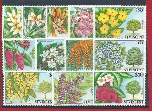 1984 ST. VINCENT - Fiori, Yv n. 718/729 12 Werte postfrisch/**