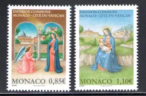 2017 Monaco Natale 2 Val Gemeinschaftsausgabe mit Vatikan MNH **