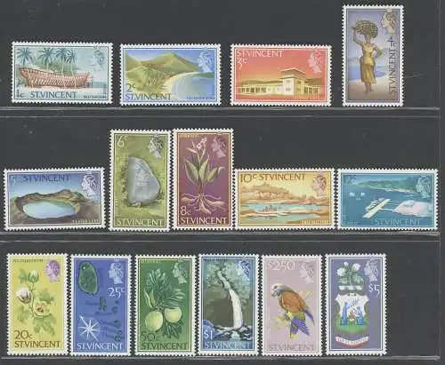 1965-67 ST. VINCENT - Stanley Gibbons Nr. 231/245 Serie mit 16 Werten - postfrisch**