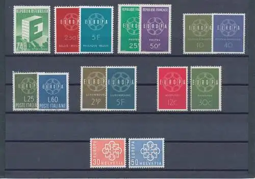 1959 EUROPA CEPT, kompletter Jahrgang, 8 Länder 15 Werte - postfrisch**