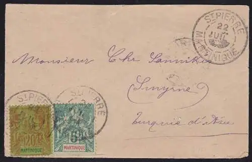 1892 MARTINICA - Nr. 33 + 36 Brief in die Türkei SELTENES ZIEL