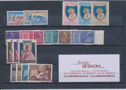 1954 Vatikan, postfrisch, kompletter Jahrgang 18 val MNH **