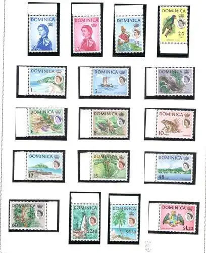 1963 DOMINICA, Stanley Gibbons Nr. 162-178 - Serie mit 17 Werten - MNH **