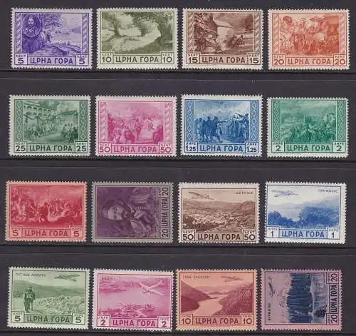 1943 Montenegro, Serto della Montagna, Nr. 60/69 + A26/31, 16 Werte, postfrisch**