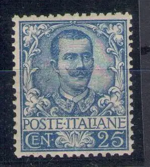 1901 Italien - Königreich, Nr. 73 - 25 Cent hellblau, sehr gut zentriert - postfrisch **