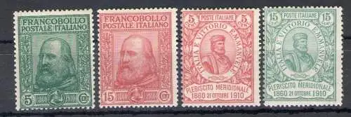 1910 Italien - Garibaldi, Sachsen Nr. 87-90, 4 Werte, postfrisch **