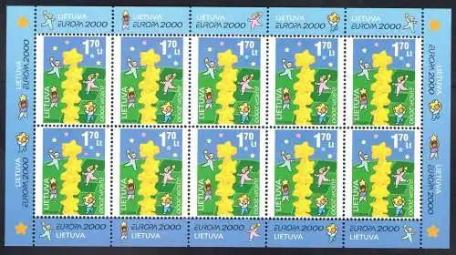 2000 EUROPA CEPT Litauen/Lietuva 1 Kleinbogen mit 10 Val, Junge Zukunft postfrisch **