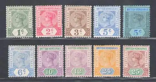 1891-01 British Honduras, Stanley Gibbons n. 51/61 - MH*