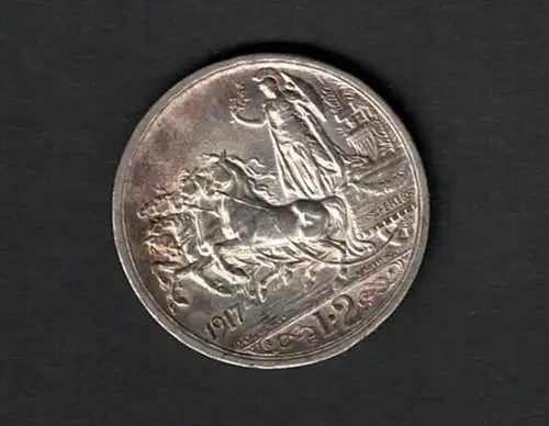 1917 Vittorio Emanuele III - 2 Lire Silber - Quadriga Briosa, BB++