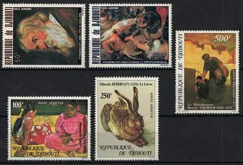 1978-79 Dschibuti, Maler Yvert Luftpost #119/20+125/26+133 - postfrisch**