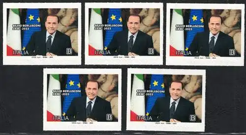 2024 Italien - Silvio Berlusconi, 5 Einzel - postfrisch **