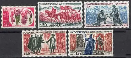 1963-64 FRANZÖSISCHES ANDORRA, # 166/70 Historische Ereignisse, postfrisch **