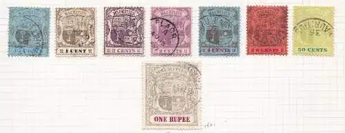 1904-07 MAURITIUS, SG Nr. 164/175 Serie mit 8 Werten Gebraucht