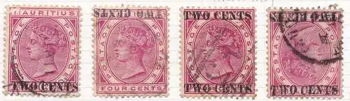 1891 MAURITIUS, SG Nr. 118+a+b+c GEBRAUCHT