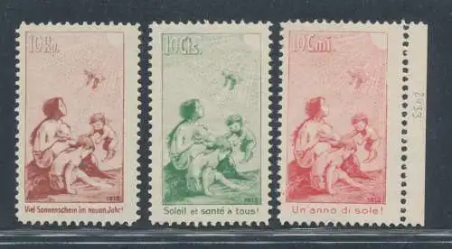 1912 SCHWEIZ, Precursori Pro Juventute, SBHV # I/II/III, MNH**