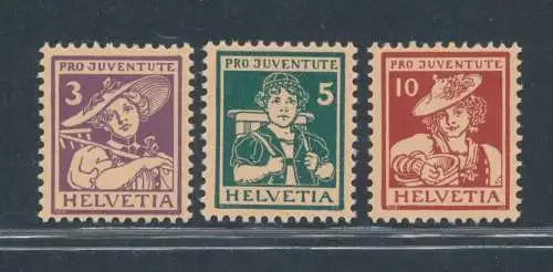 1916 SCHWEIZ, Pro Juventute, Einheitskatalog # 151/53, postfrisch**