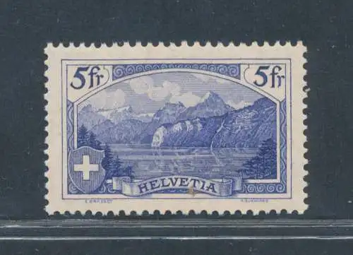 1928 SCHWEIZ, 5 Franken Blau, Sprengher Graveur Nr. 230, Ansicht, postfrisch**