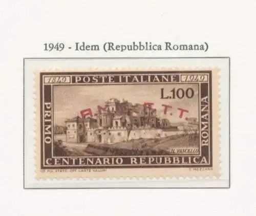 1949 TRIEST A - Römische Republik, 100 Lire Bruno, Nr. 41, postfrisch **