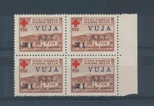 1948 TRIEST B, Nr. 4 - Pro Rotes Kreuz, 1 Wert, Quartina, postfrisch **