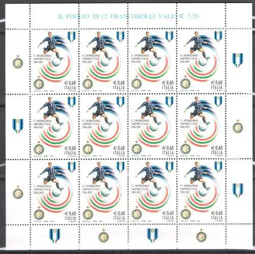 2007 Italien - Republik, Minifoglio Inter Campione, Sächsischer Katalog Nr. 19, postfrisch **