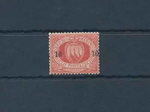 1892 SAN MARINO, Nr. 11, 10 Cent auf 20 Cent rot - Garantiezertifikat Philatelia De Simoni - MNH **