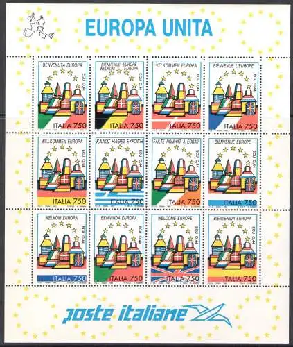 1993 Italien - Republik, Vereinigtes Europa - Blatt Nr. 16 - postfrisch **