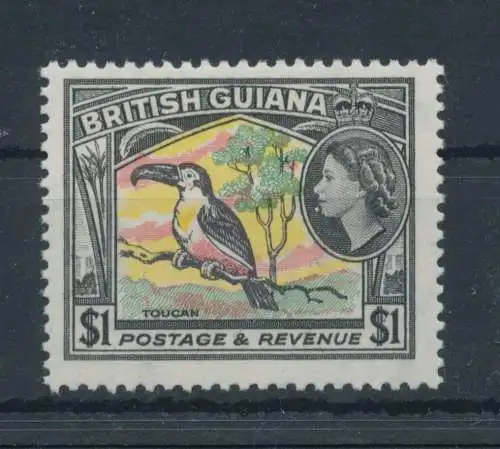 1954-63 British Guayana - S.G. Nr. 343 - 1$ rosa gelb grün und schwarz - postfrisch**