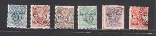 1924 SAN MARINO, Steuern und Überweisungen, Nr. 1/6 - Gebraucht - Zertifikat Chilio