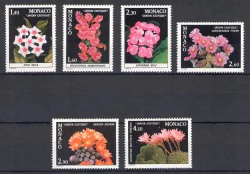 1982 MONACO, Ordentliche Serie, Exotische Gartenpflanzen, Yvert Nr. 1306-11 - 6 Werte, postfrisch **