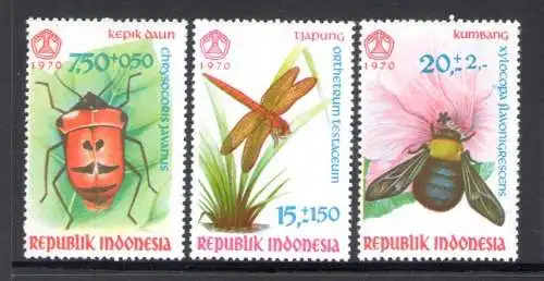 1970 INDONESIEN, Stanley Gibbons Nr. 1277-79 - Insekten - postfrisch **