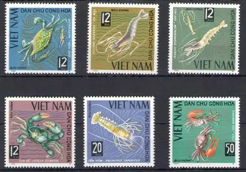 1965 Nordvietnam - Yvert Nr. 442-47 - Krebstiere - 6 Werte - postfrisch **