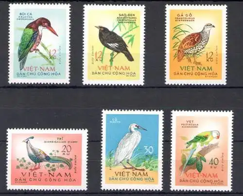 1963 Nordvietnam - Yvert Nr. 333-38 - Vögel - 6 Werte - postfrisch **