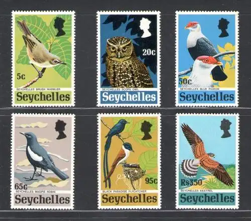 1972 SEYCHELLEN, Stanley Gibbons Nr. 308-13 - Serie mit 6 Werten - Vögel - postfrisch **