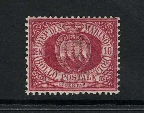 1892-94 SAN MARINO, Sächsischer Katalog # 28, 10 Cent rotbraun, postfrisch**