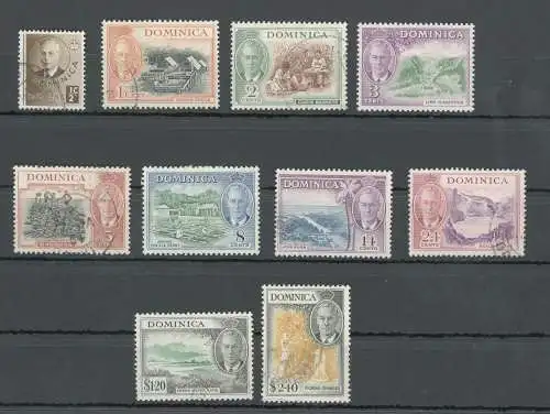 1951 DOMINICA - Stanley Gibbons Nr. 120/34 - Georg VI - Plantagenseen Territorios - Serie nicht vollständig - 10 Werte - gebraucht