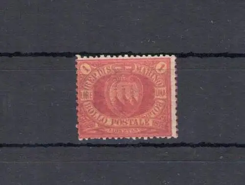 1892 SAN MARINO, Nr. 20 Rote Lira, MNH** - RAYBAUDI GOLD Zertifikat - Guter Erhaltungszustand