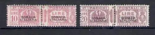 1928-41 SOMALIA - Nr. 64-65, Postpakete mit Littorio-Bündel, 2 hohe Werte, MH*