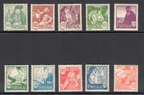 1941 Portugal - Trachten, Nr. 616/625 - 10 Werte - MH*