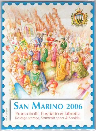 2006 San Marino, offizielles Jahresbuch der philatelistischen Ausgaben, Briefmarken, Bogen und Heft - postfrisch **