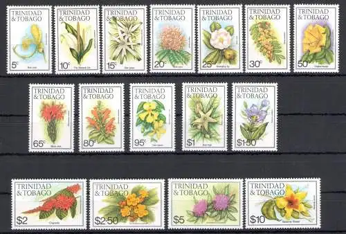 1983 Trinidad und Tobago - Yvert n. 483/98 - Serie mit 16 Werten - Blumen - postfrisch **