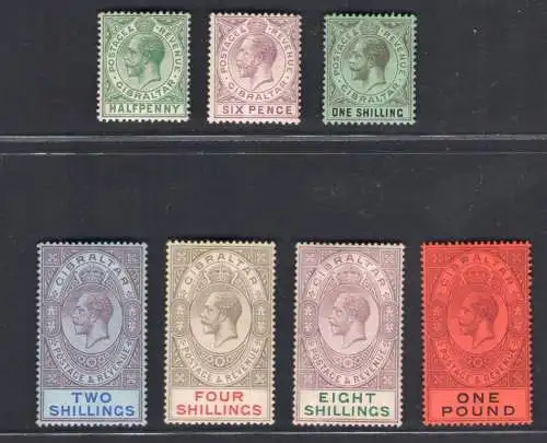 1912-24 Gibraltar, Stanley Gibbons Nr. 76/85 - Georg V - postfrisch **