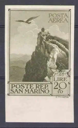 1944 San Marino, Nr. A48a - 20 Lire Undentellato - MNH **