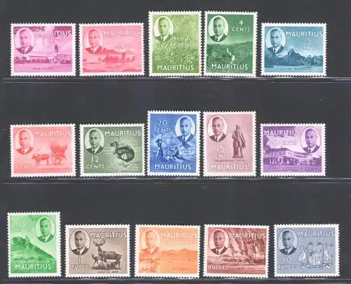 1950 MAURITIUS, Stanley Gibbons n. 276/290 Serie mit 15 Werten - postfrisch**