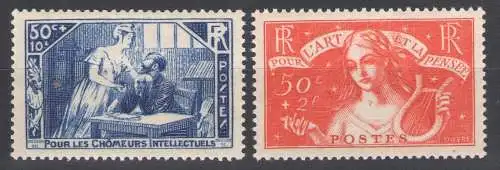 1935 FRANKREICH - Nr. 307/308 Pro Arbeitslose Intellektuelle 2 Werte - postfrisch**