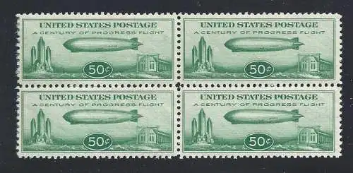 1933 USA, Luftpost Nr. 18, Zeppelin Luftschiff, MNH ** QUARTINA