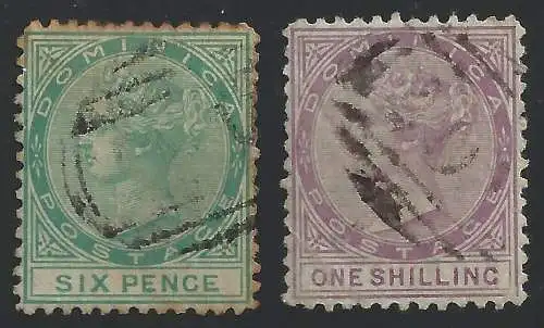 1874 DOMINICA - SG Nr. 2/3 2 Werte GEBRAUCHT